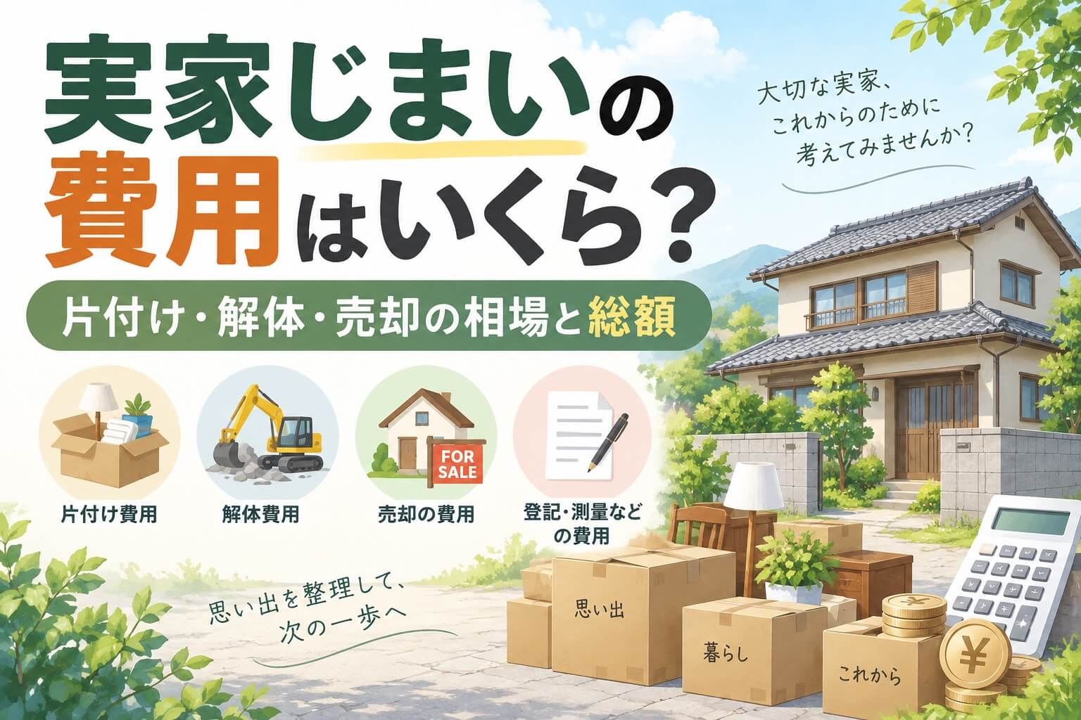 実家じまいの費用はいくら？片付け・解体・売却の相場と総額を解説